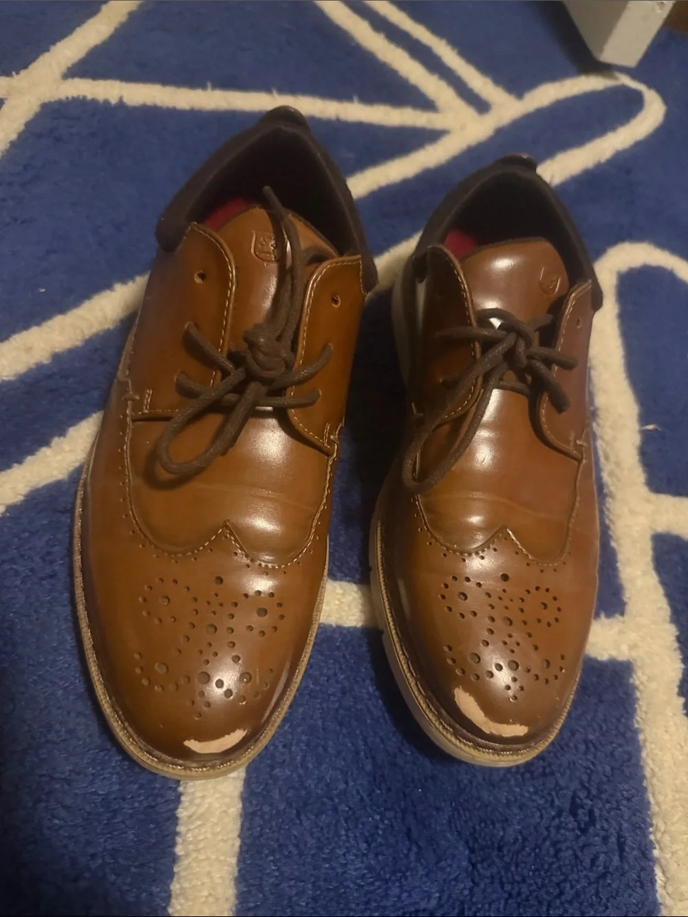 Stacy Adams Tan/Brown Wingtip Dress Shoes for Kids